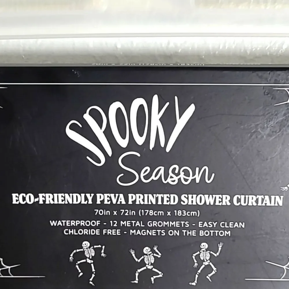 Halloween Black & White Pumpkin Faces Shower Curtain, 70